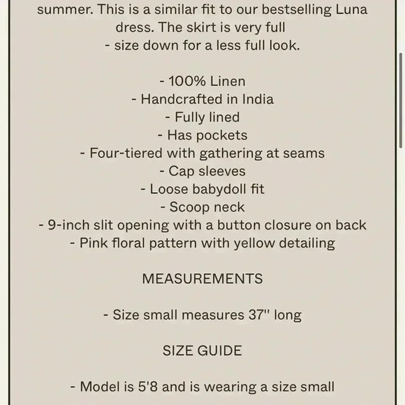 New Voloshin Dress 100% Linen Dress - Picture 6 of 13